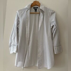 CHAPS WOMEN'S STRIPE BLUE & WHITE BUTTON DOWN SHIRT